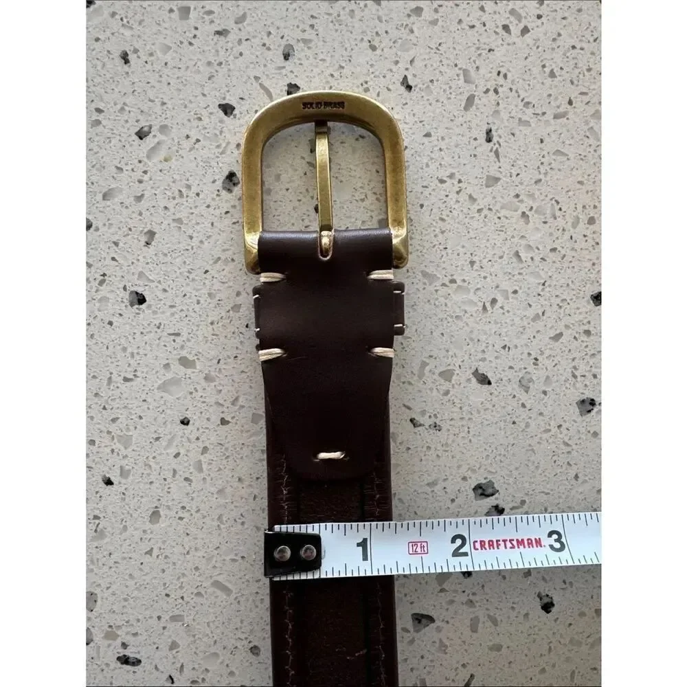 L.L. BEAN Genuine Leather Brown Belt Solid Brass Buckle Classic Men’s Size 40